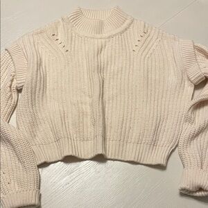 La Ligne Cream Ribbed Cropped Sweater S